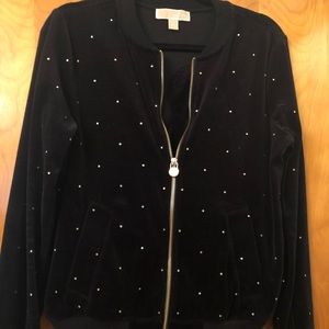 Black Velvet Bomber with Rhinestone embellishment